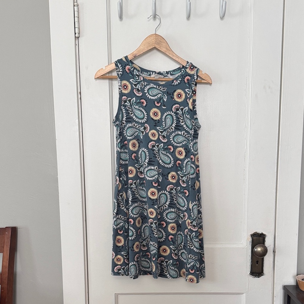 LOFT Paisley Mini Dress - Blue and Cream